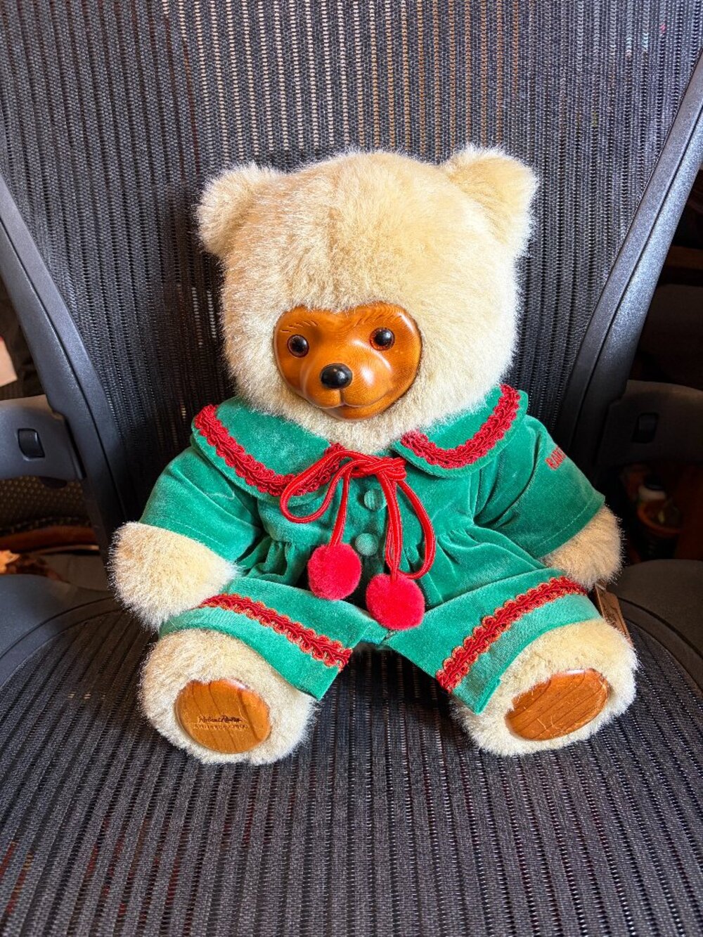 Vintage 1992 Robert Raikes Wood Face Teddy Bear Kathie Ltd Edition w/Tag Signed